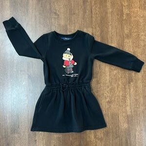Girls Ralph Lauren Polo Black Sweatshirt Polo Bear Dress 3/3T holiday dress